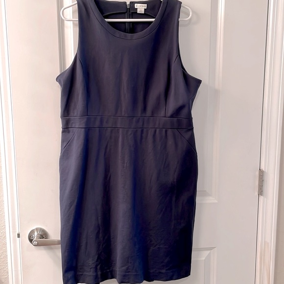 J Crew Factory navy sleeveless Ponte work dress - Picture 2 of 6